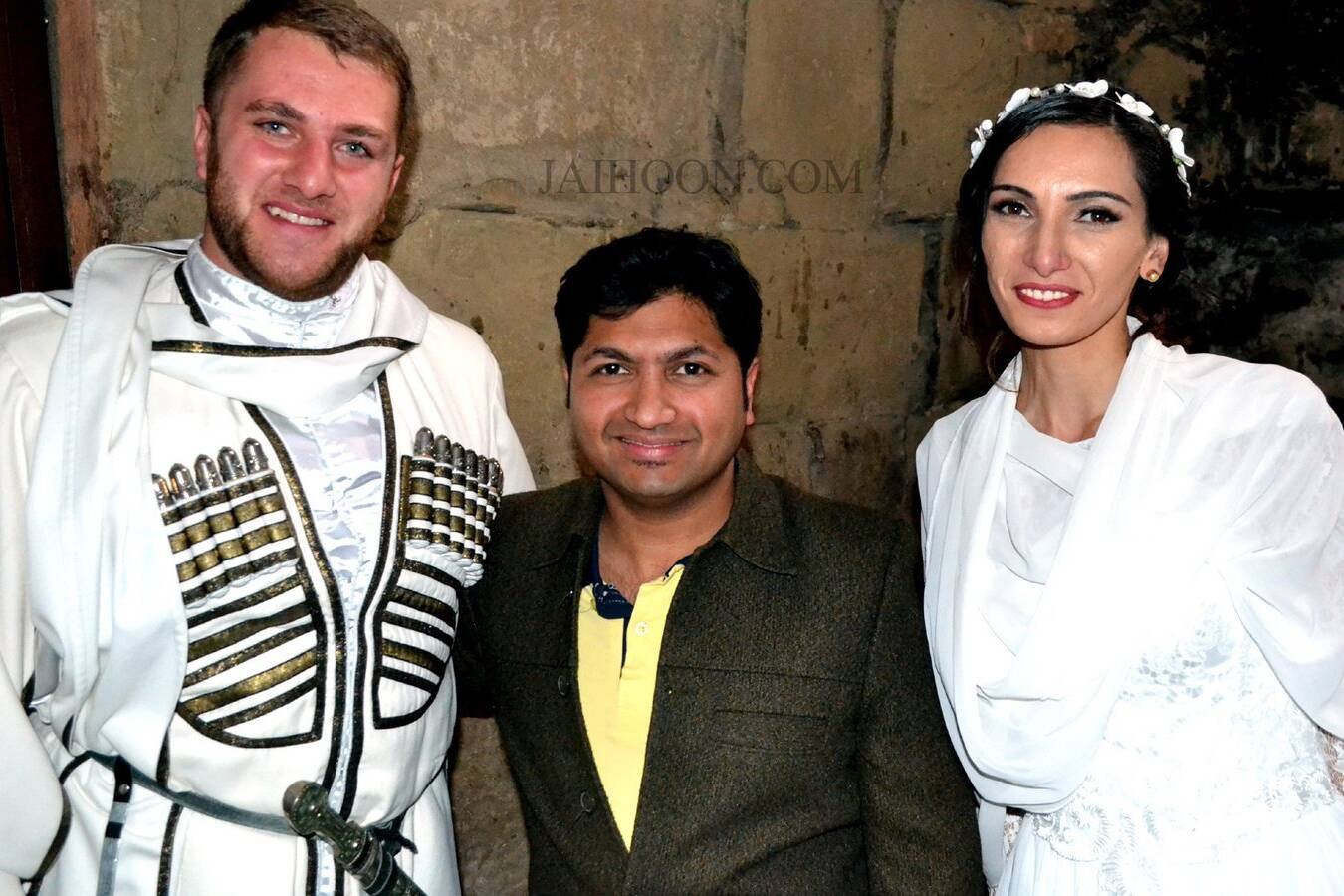 With the newly-wed couple inside the Jvari Monastery