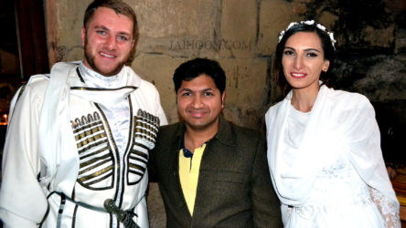 With the newly-wed couple inside the Jvari Monastery