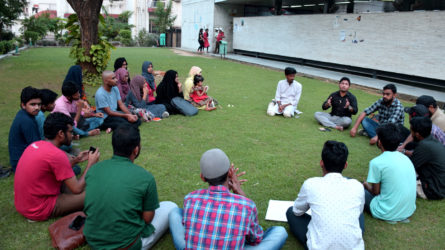 Jaihoon speaking at The Cool Breeze From Hind Cover Reveal at Jamia Millia Islamia